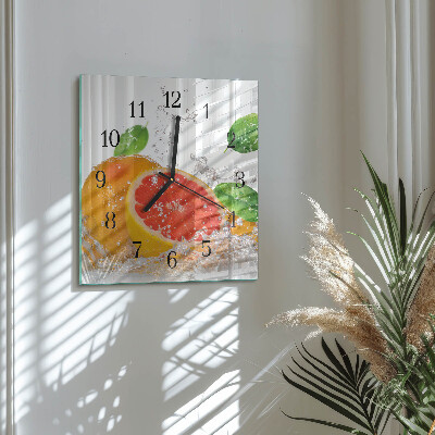 Glass clock square Grapefruit