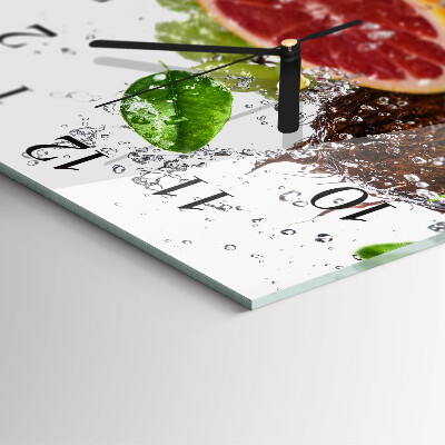Glass wall clock square Fruit