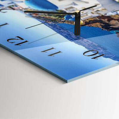 Glass wall clock square Santorini