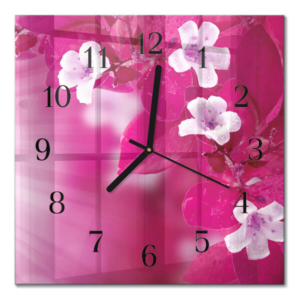 Square kitchen clock Flowers