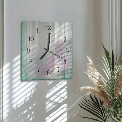 Glass clock square Flowers