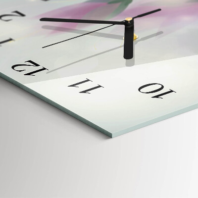 Glass clock square Flowers
