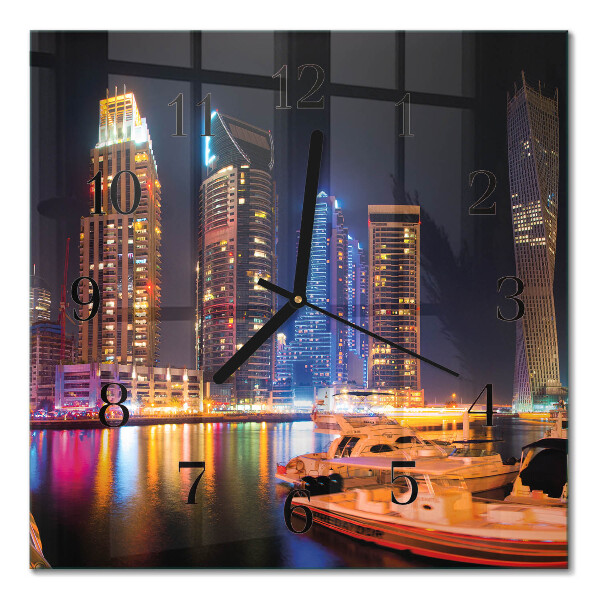 Glass wall clock square Horizon