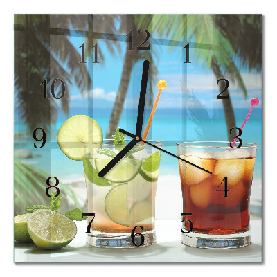 Glass wall clock square Cocktail