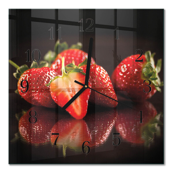 Glass wall clock square Strawberries