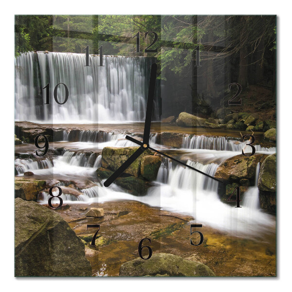Glass clock square Waterfalls
