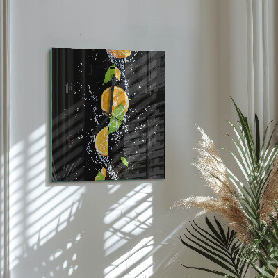 Glass wall clock square Oranges