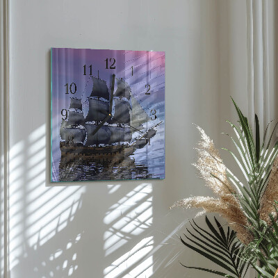 Glass wall clock square Sailing