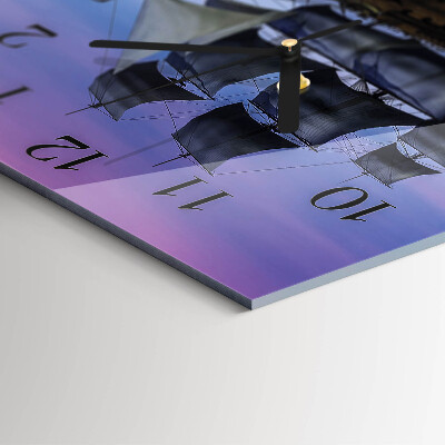 Glass wall clock square Sailing