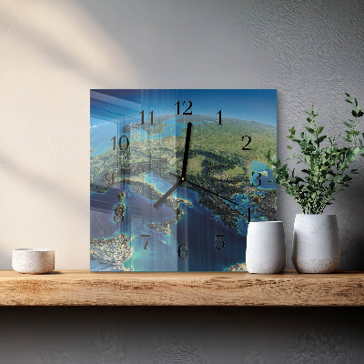 Glass clock square Earth