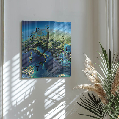 Glass clock square Earth