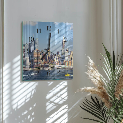 Glass wall clock square Horizon