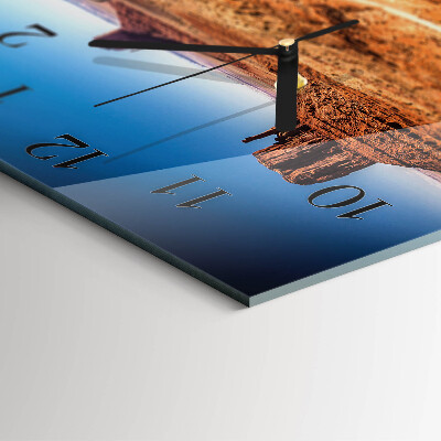 Glass wall clock square Desert
