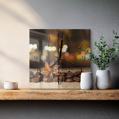 Glass clock square Anise