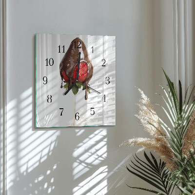 Glass wall clock square Chocolate