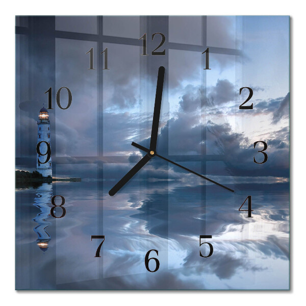 Glass clock square Lighthouse