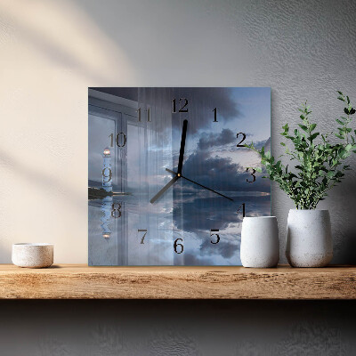 Glass clock square Lighthouse