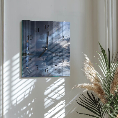 Glass clock square Lighthouse