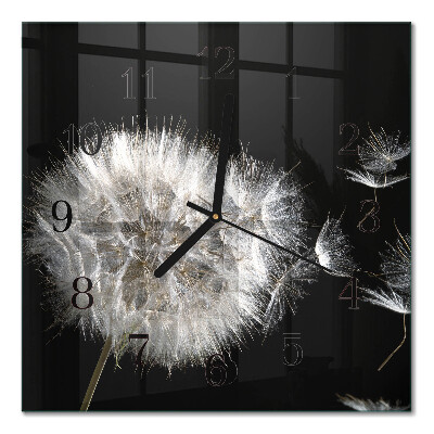 Glass wall clock square Dandelion