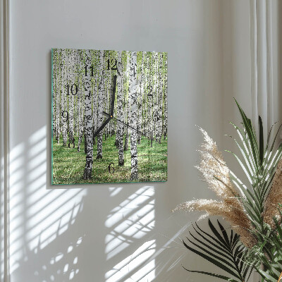 Glass clock square Birch