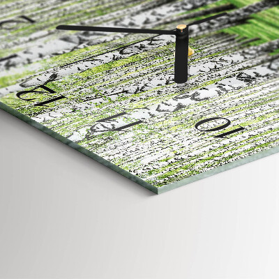 Glass clock square Birch