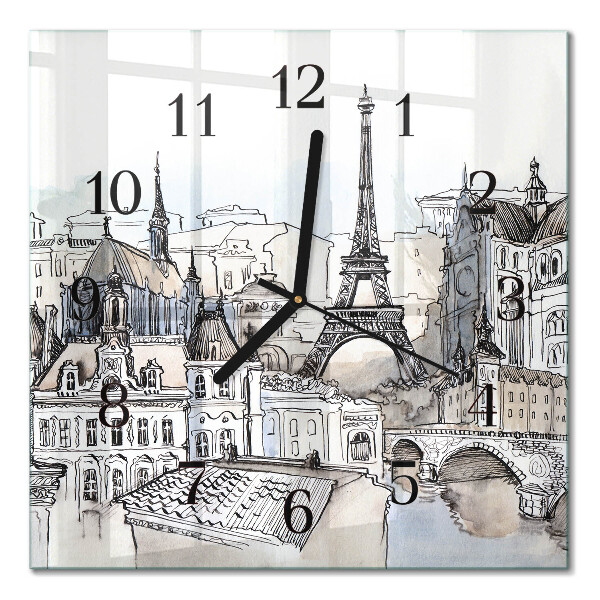Glass wall clock square Monuments