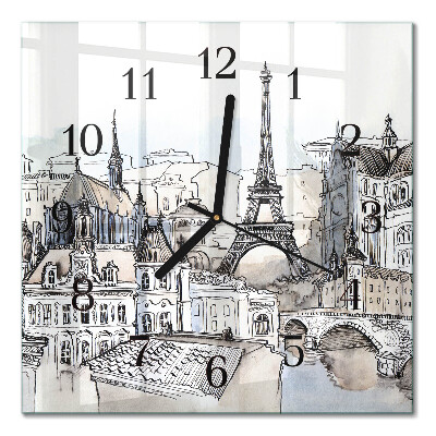Glass wall clock square Monuments