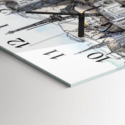 Glass wall clock square Monuments