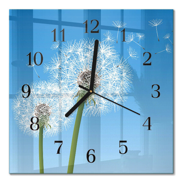 Glass clock square Dandelion