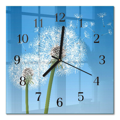 Glass clock square Dandelion