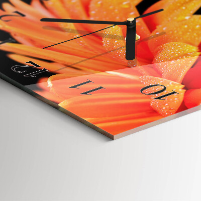 Glass clock square Gerbera