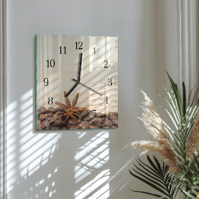 Glass wall clock square Coffee beans