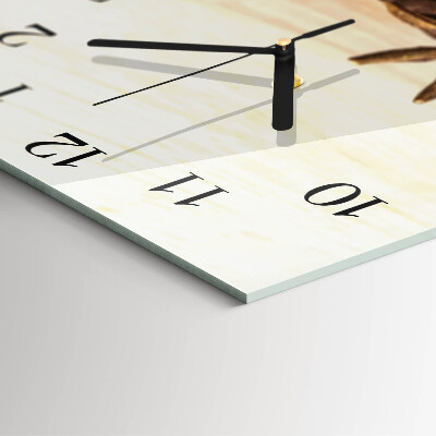 Glass wall clock square Coffee beans