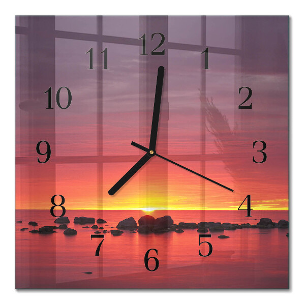 Square kitchen clock Sunset