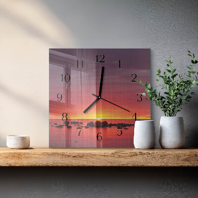 Square kitchen clock Sunset