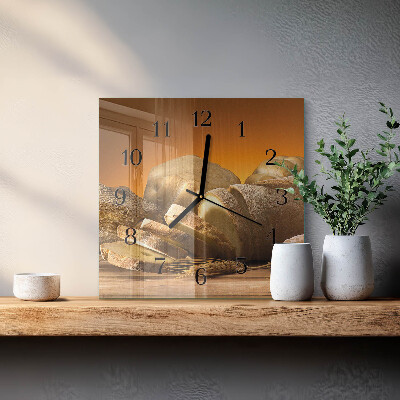 Glass clock square Bread