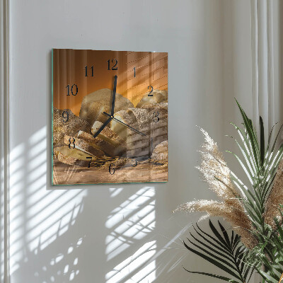 Glass clock square Bread