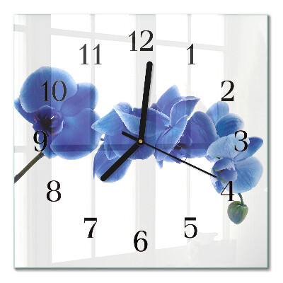 Glass clock square Orchid