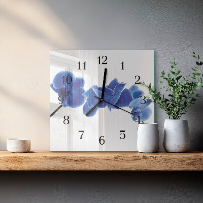 Glass clock square Orchid