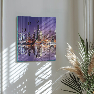 Glass wall clock square City
