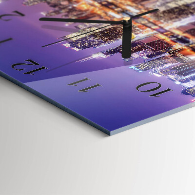 Glass wall clock square City