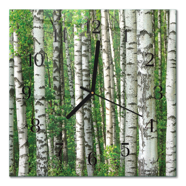 Glass clock square Birches