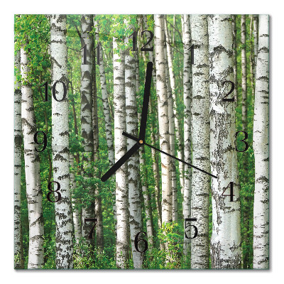 Glass clock square Birches