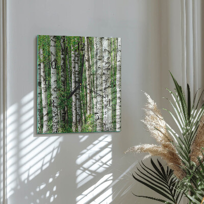 Glass clock square Birches