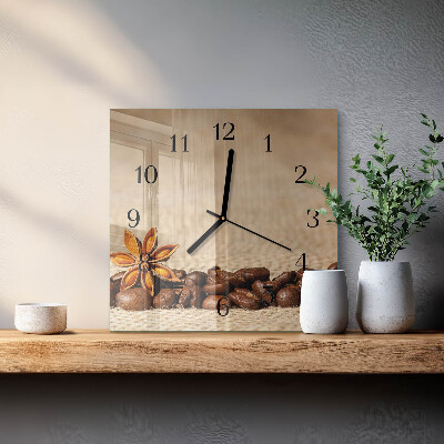 Glass wall clock square Coffee beans