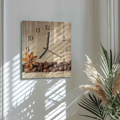 Glass wall clock square Coffee beans