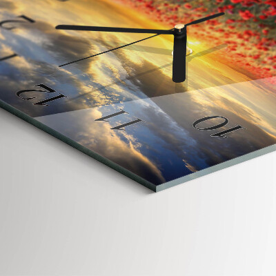 Glass clock square Field of poppies