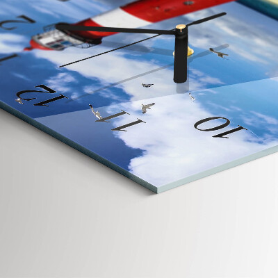 Glass wall clock square Lighthouse