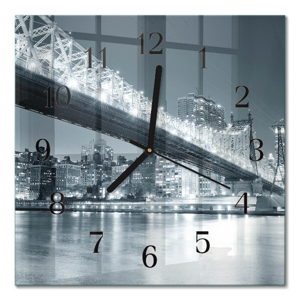 Glass wall clock square Bridge