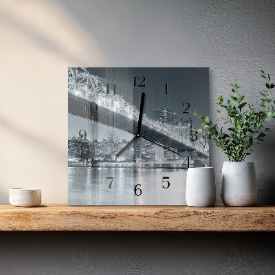 Glass wall clock square Bridge